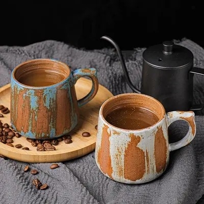 Large Handmade Terracotta Coffee Mug Household Water Mug Japanese Vintage Ceramic Coffee Cup